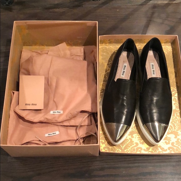 Miu Miu Shoes - *ON HOLD* Miu Miu metallic cap toe sneakers shoes